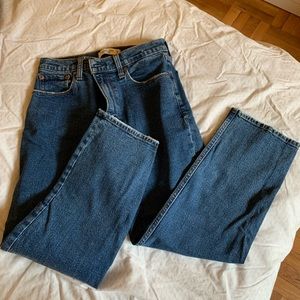 Abercrombie & Fitch ankle straight ultra high rise jeans dark wash